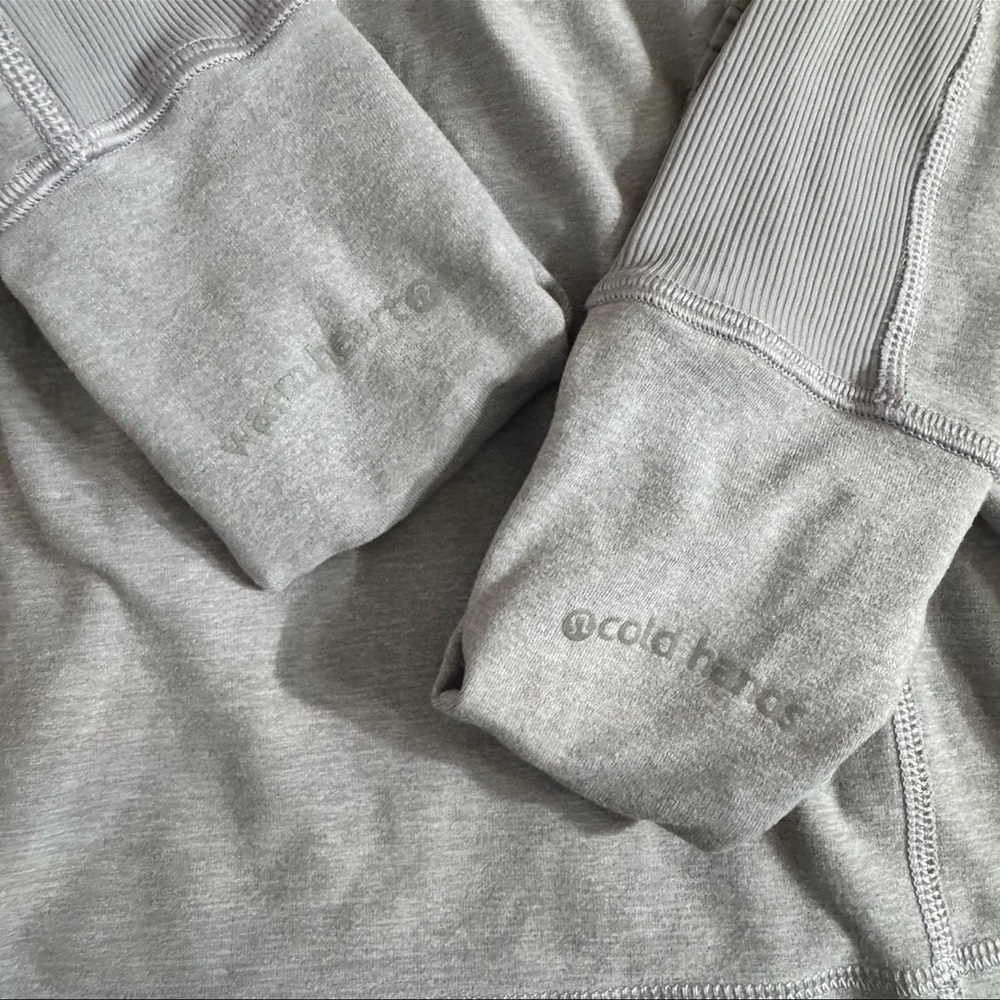 Lululemon Think Fast Pullover Cold Hands Warm Heart Gray Sz 6 Half Zip Cuffins - Picture 2 of 12